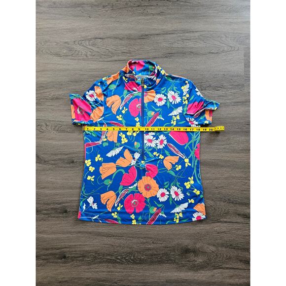 Anatomie Blue Quarter Zip Belle Vizcaya Floral Travel Top Size Medium - Picture 12 of 14